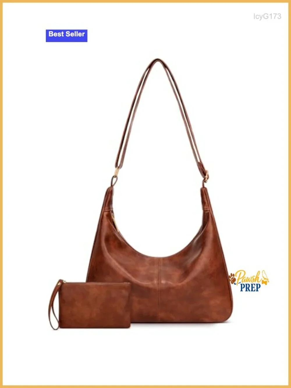 Slouchy Hobo Bag Vegan Leather Shoulder Purse Adjustable Crossbody